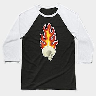 Human Skull on Fire Baseball T-Shirt